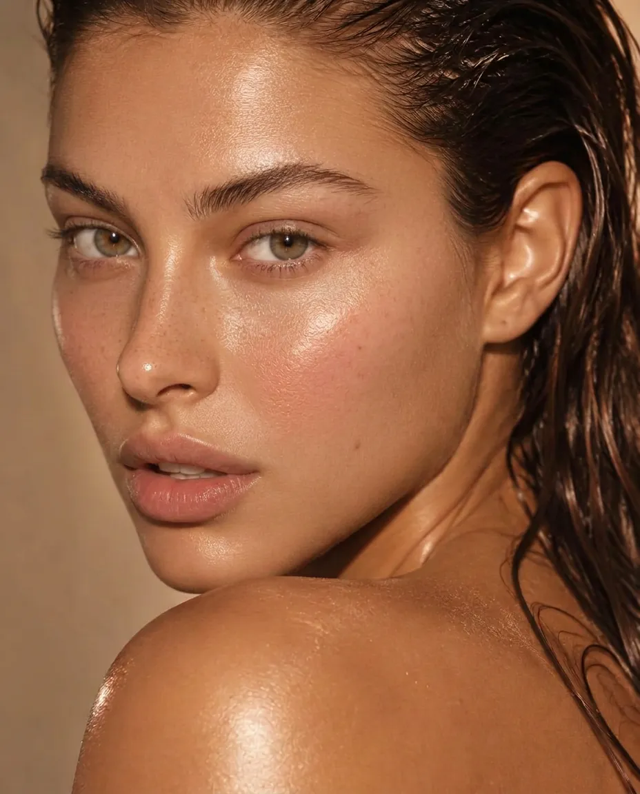 Bare, luminous skin in soft light